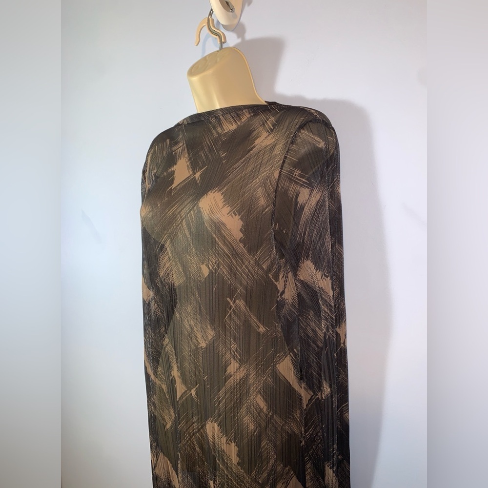 & Other Stories Black and tan Patterned Top pleated sheer maxi cover med - Picture 3 of 5